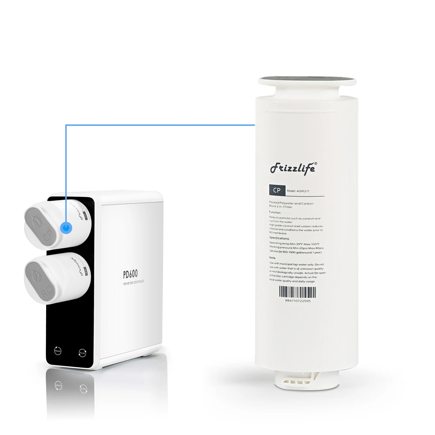 Frizzlife ASR211 Replacement Filter Cartridge For PD600-TAM3, PD400, PD500, PD800-TAM4 Reverse Osmosis System (1st Stage) - Image 3