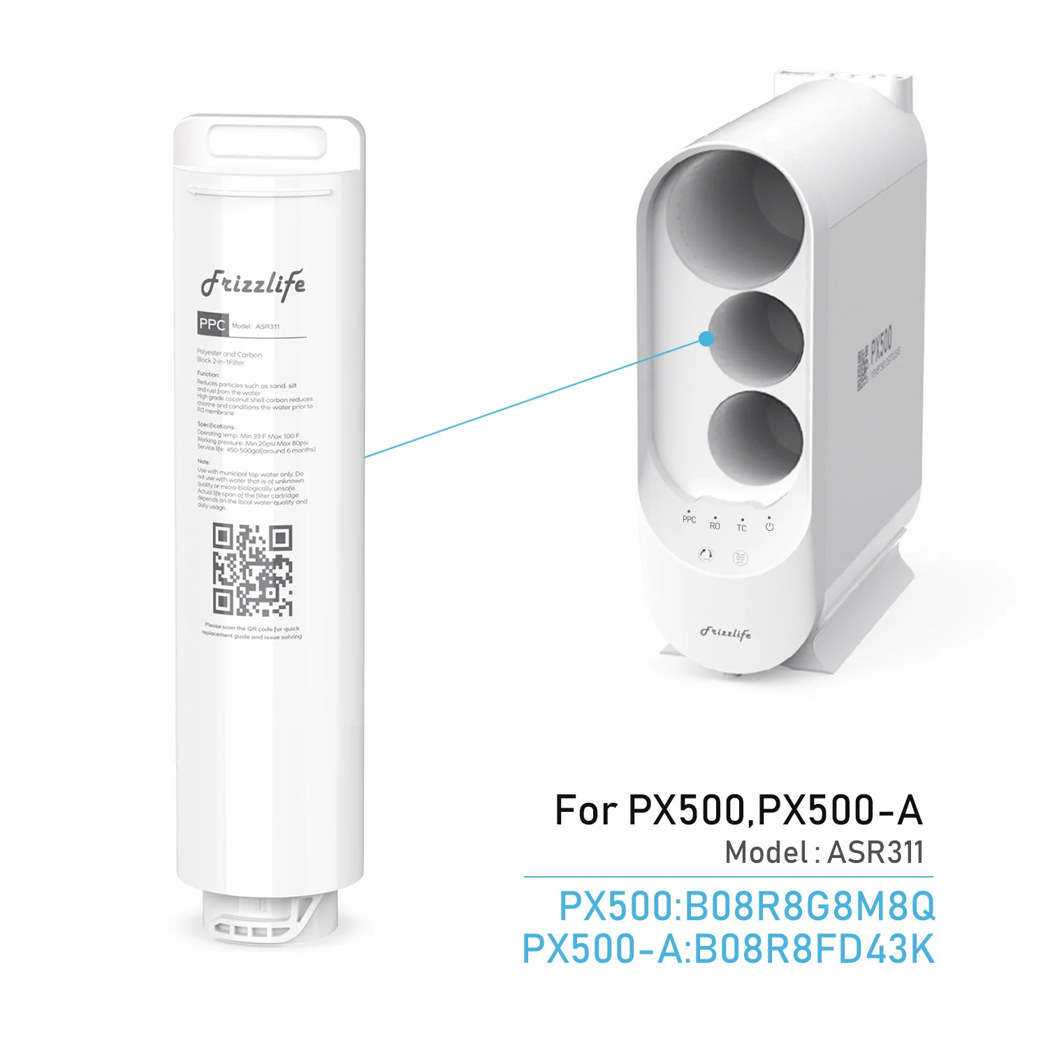 FRIZZLIFE ASR311 Replacement Filter Cartridge for PX500, PX500-A(1st Stage) - Image 2