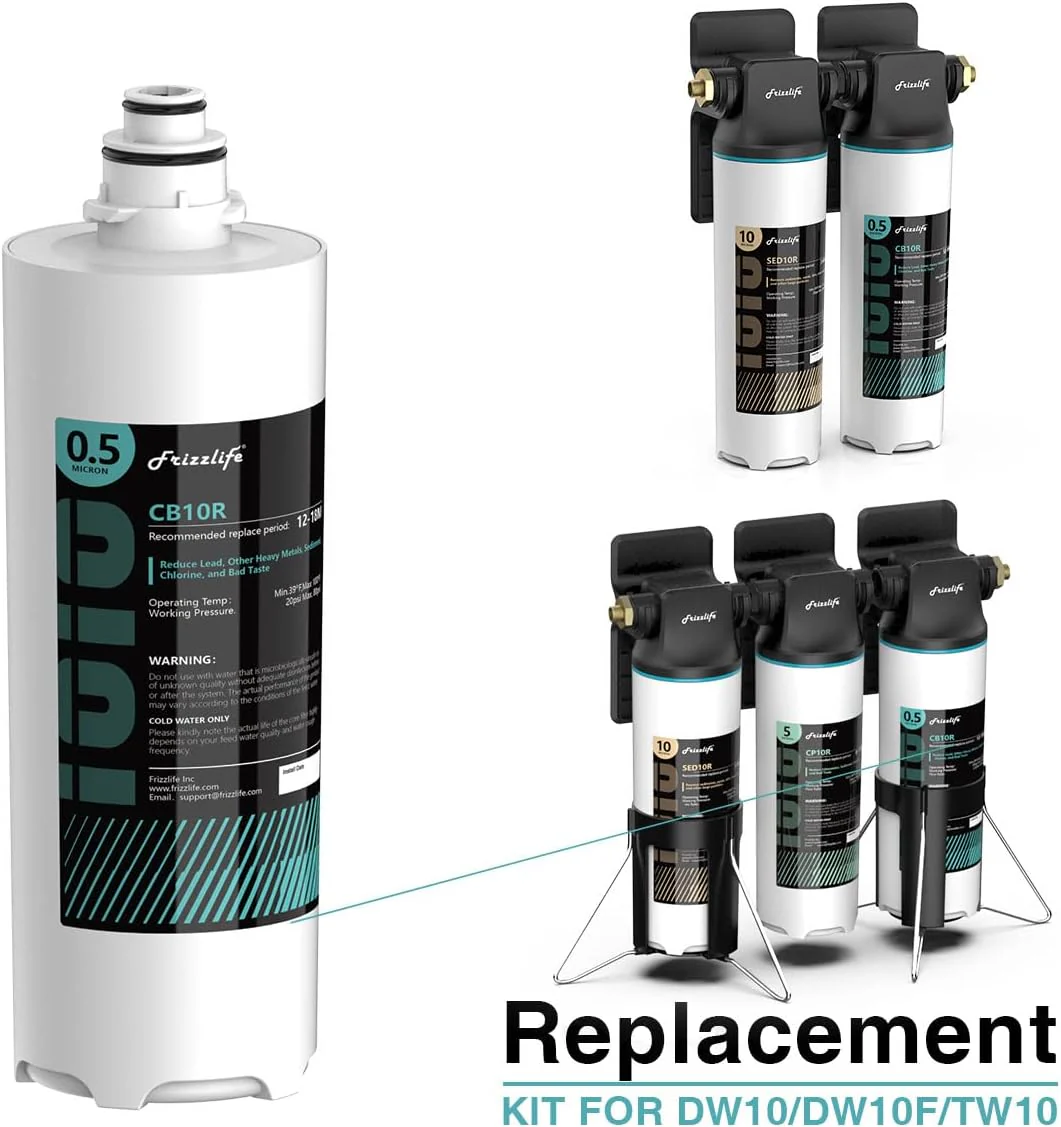 Frizzlife CB10R-HF Replacement Housing Kit With CB10R Filter Cartridge Inside - For DW10, DW10F, TW10 Under Sink Water Filter Systems - Image 2