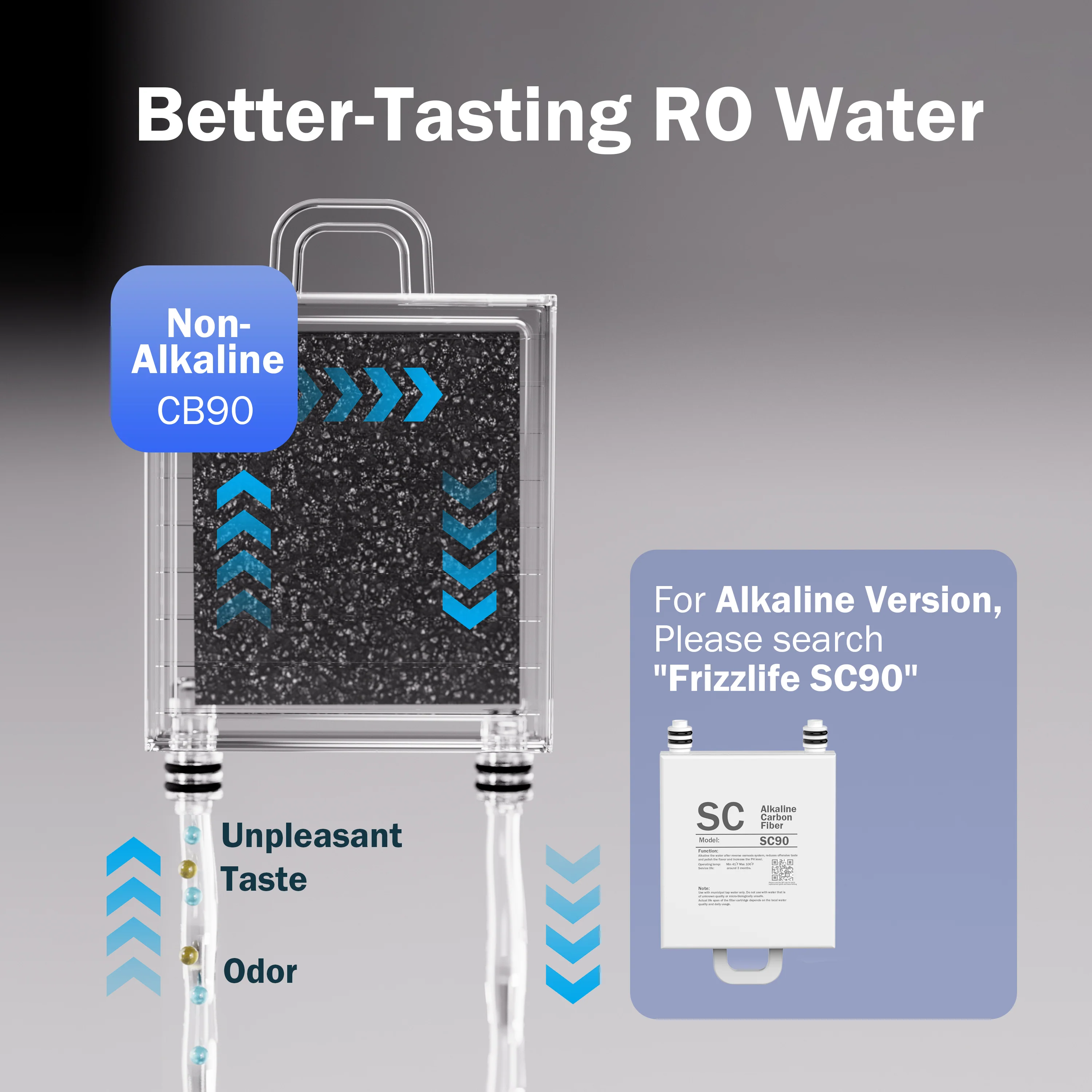Frizzlife CB90 Non-Alkaline Replacement Post Filter Cartridge For WB99 Countertop Reverse Osmosis Water Filter System - Image 2