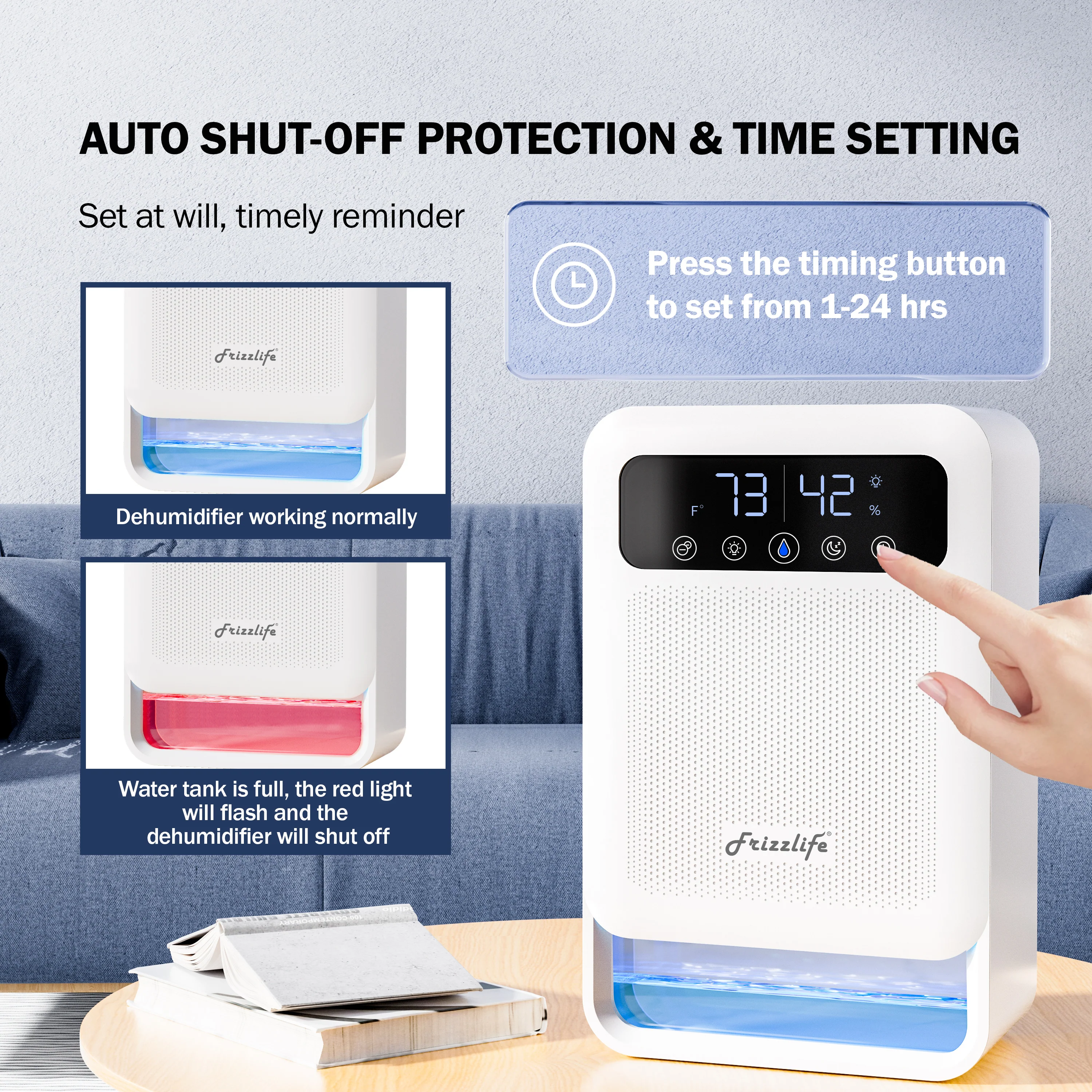 Frizzlife Dehumidifier with Air Purifier, DH80 - Image 5