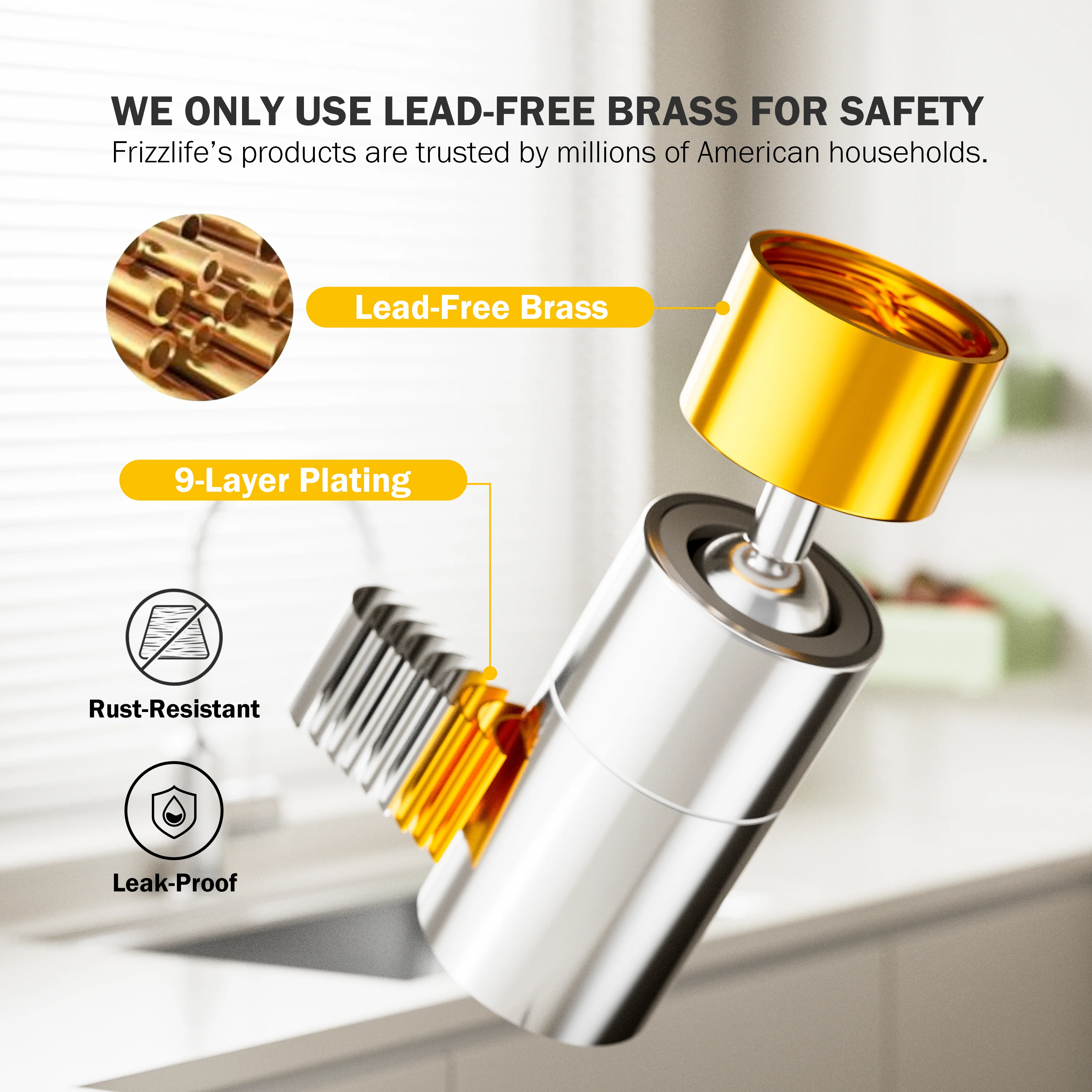 Frizzlife 360° Swivel Faucet Aerator Extender, FD360 - Image 4