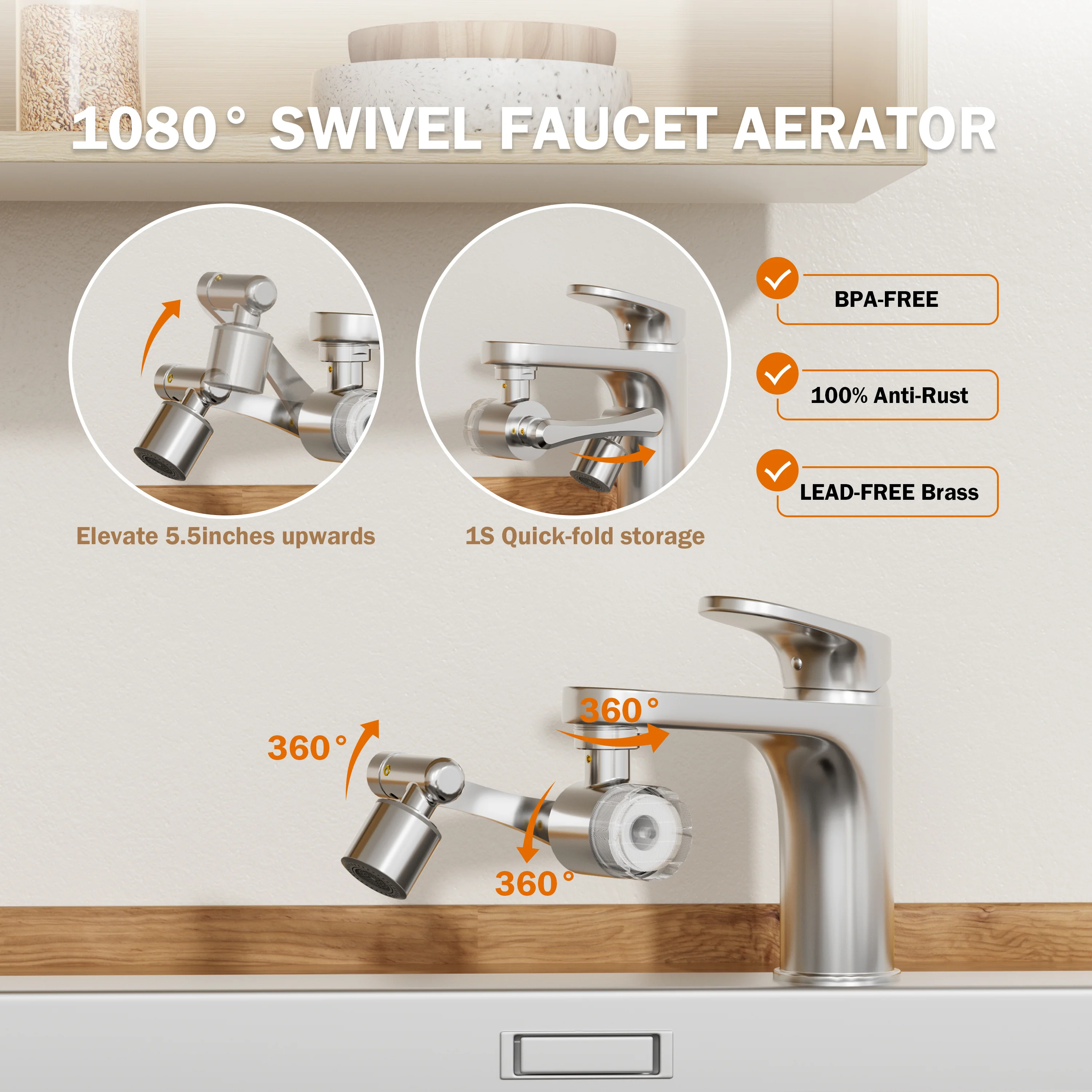 Frizzlife 1080° Rotating Faucet Extender with Filter, FF1080 - Image 4