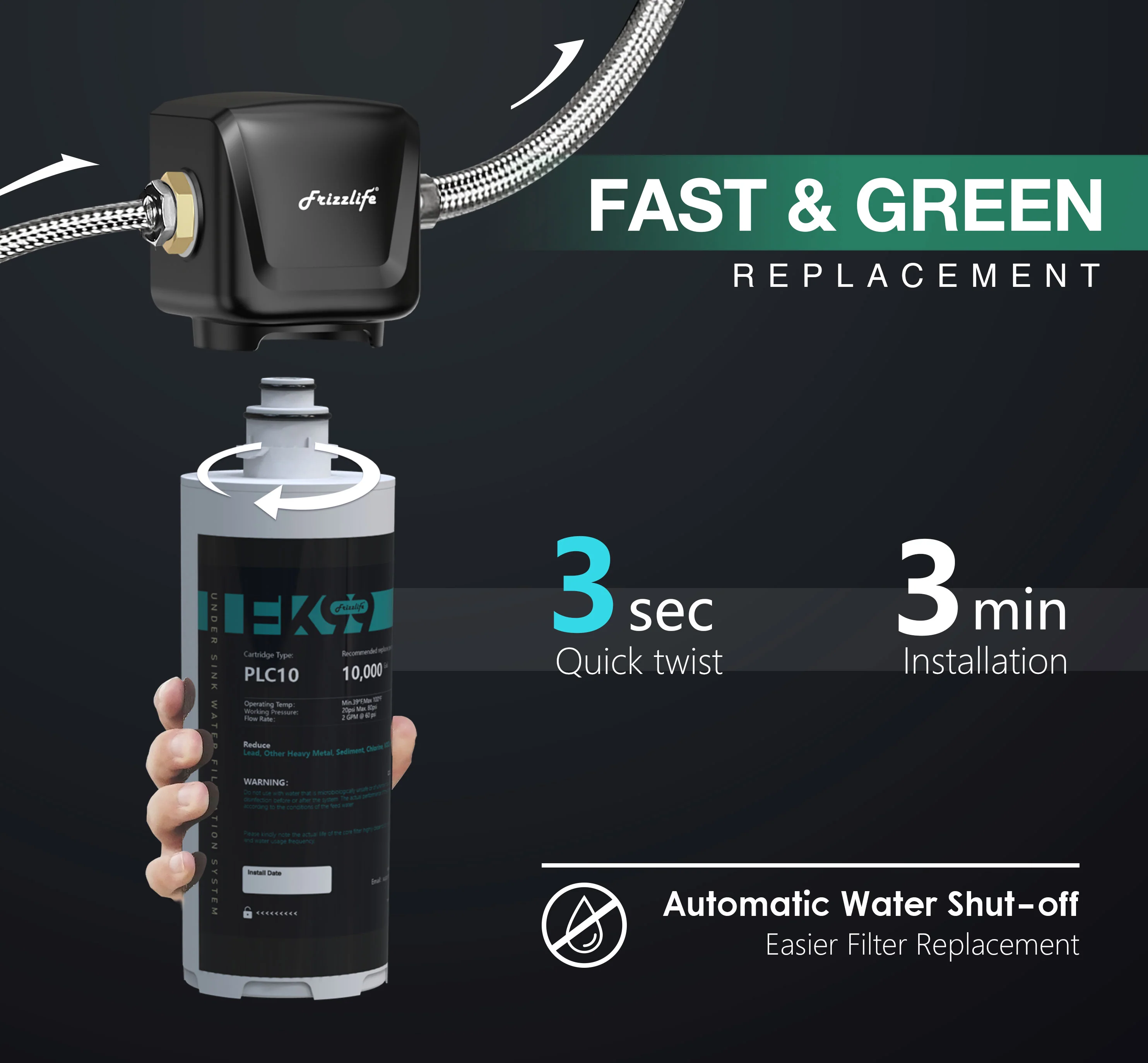 Frizzlife Direct-Connect Under-Sink Water Filter System, FK99 - Image 4
