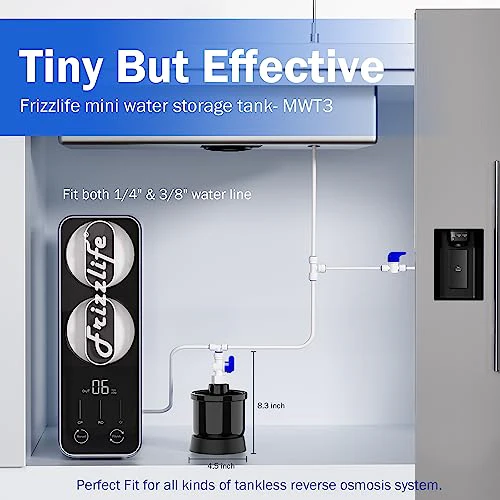 Frizzlife Pressure Mini Water Tank for All Tankless Reverse Osmosis System, Small Water Storage Tank for PD600, PX500A, PD800, PD1000, PD400, G3P600, G3P800, G2, Fit 1/4” & 3/8” Water Tubing RO system - Image 3