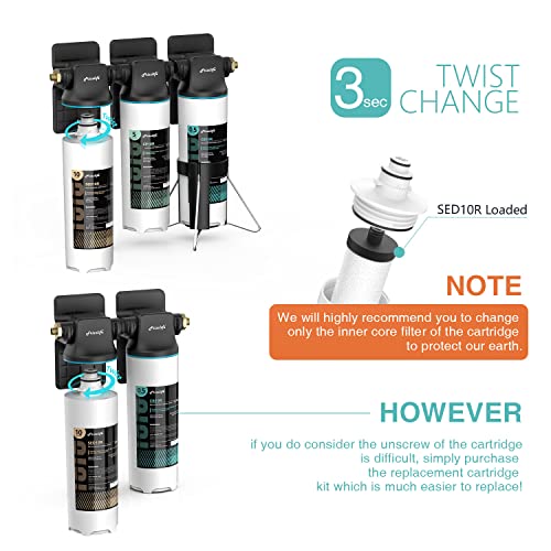 Frizzlife SED10R-HF Replacement Housing Kit With SED10R Filter Cartridge Inside - For DW10, DW10F, TW10 Under Sink Water Filter Systems - Image 3