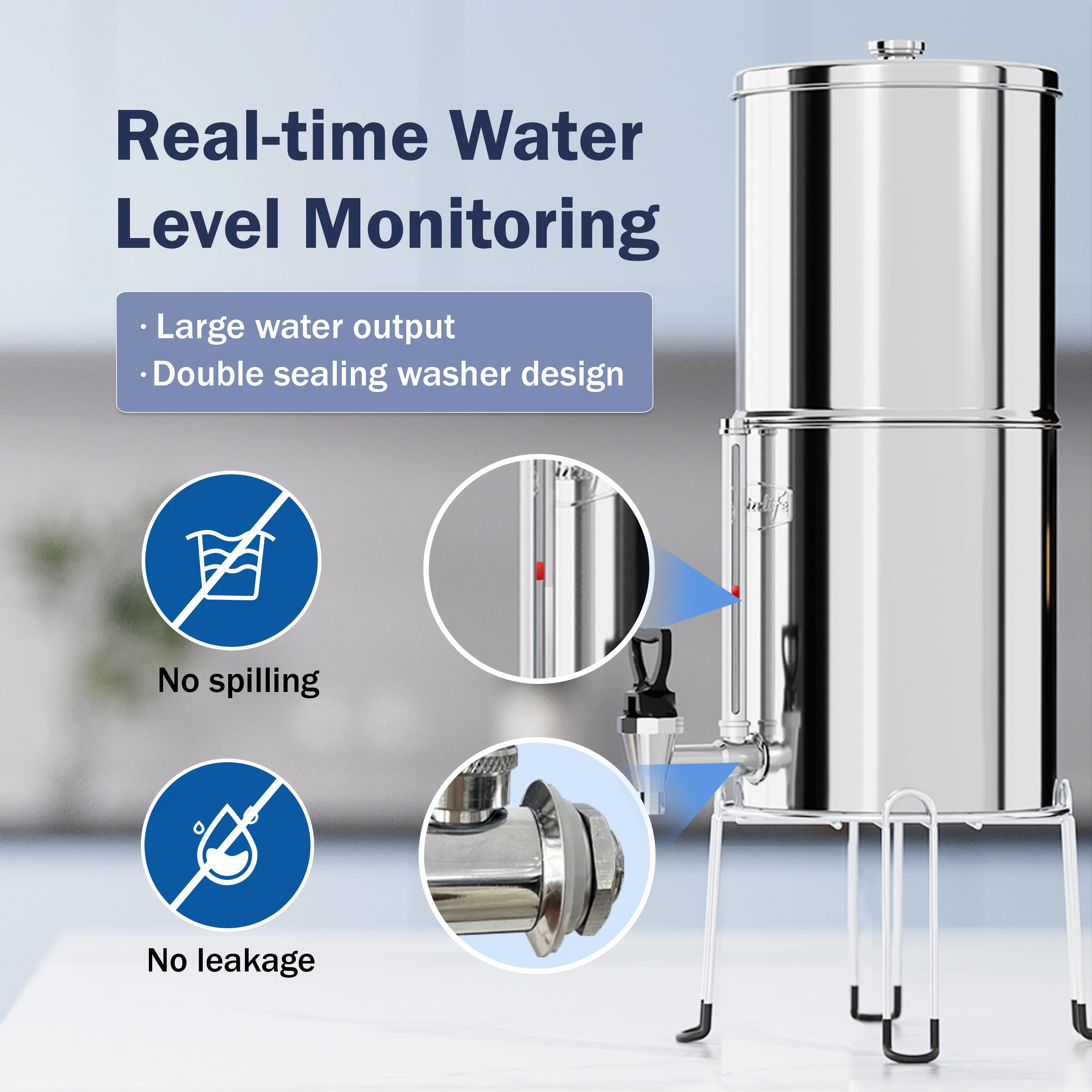 Frizzlife Sight Glass Spigot, Compatible with The berkey and Frizzlife G190, G210 Gravity-Fed Water Filtration System, Clear View Water Level with Red Floating Ball, Durable Metal Material - Image 2