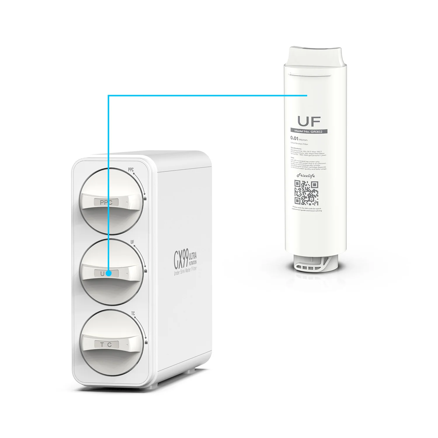 Frizzlife GR302 Replacement Filter Cartridge (UF) For GX99 Ultra-Filtration Water Filter - Image 2