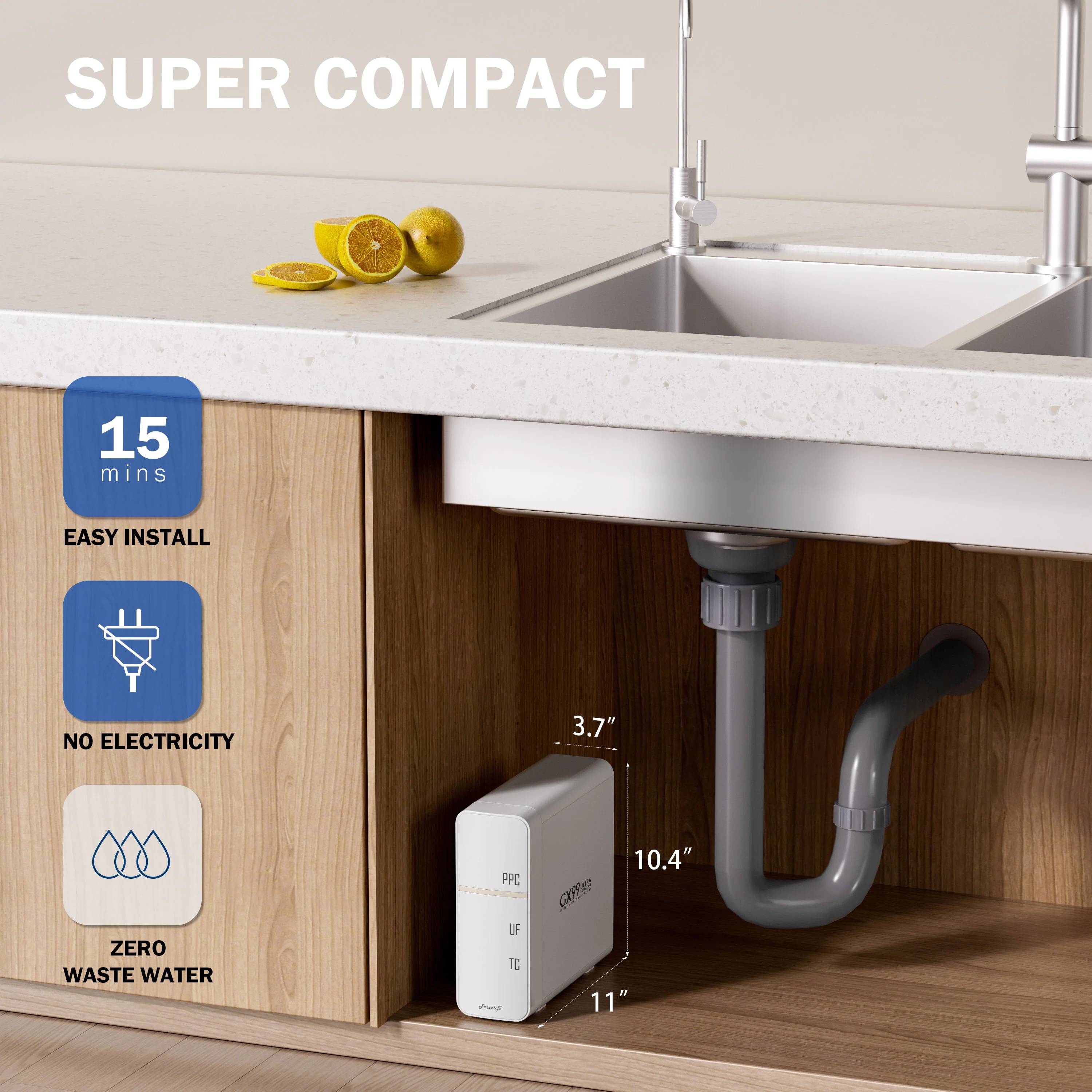 Frizzlife 0.01μm Ultra-Filtration Under-Sink Water Filter System, GX99 - Image 3