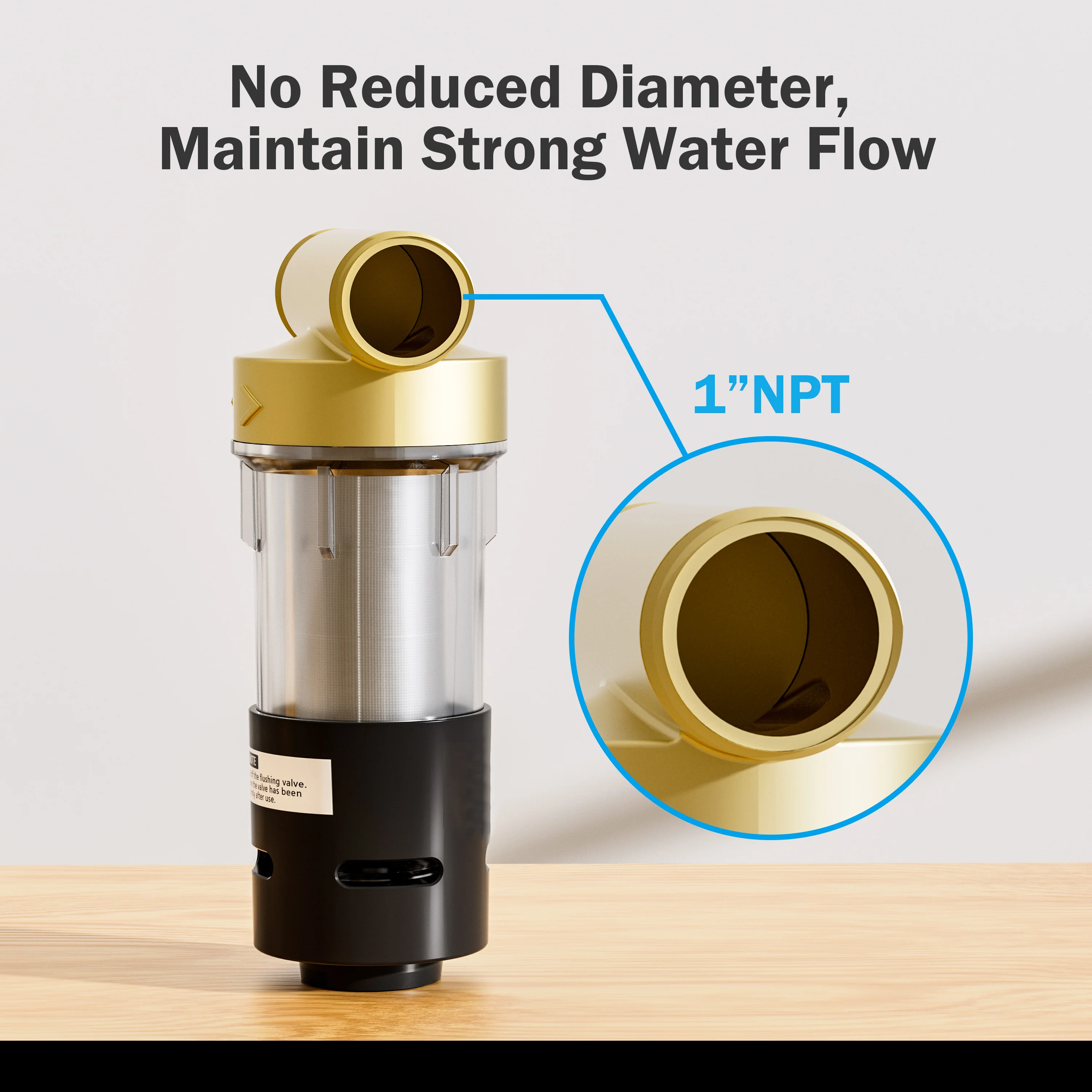 Frizzlife 40&100 Micron Spin Down Sediment Filter with Built-in Scraper, Reusable Whole House Pre-Filter for City/Well Water, Washing Machine, Flushable Filtration, 1"&3/4" NPT, BPA Free, JB40-100 - Image 9