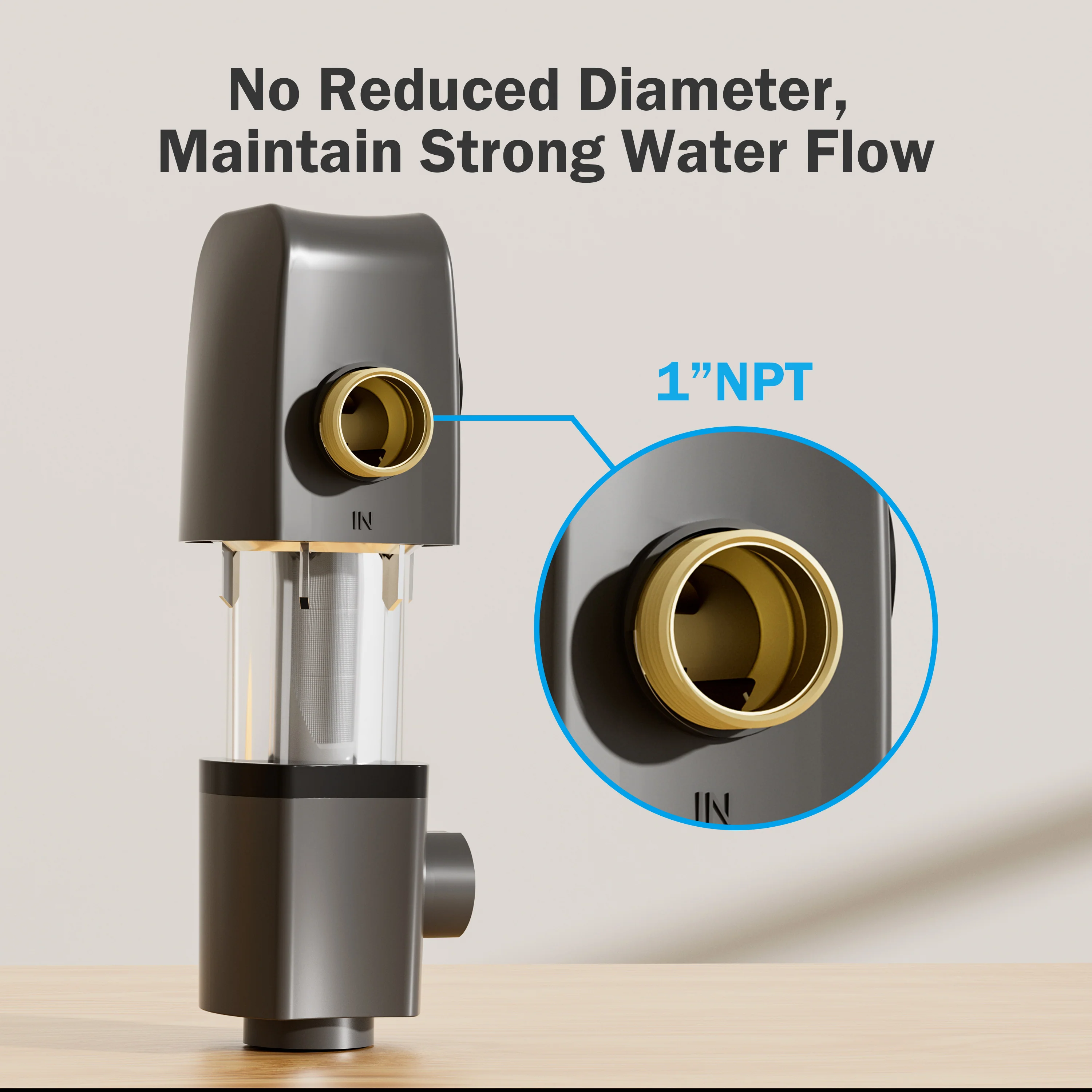Frizzlife 40 & 100 Micron Spin Down Sediment Water Filter with Pressure Gauge and Built-in Scraper, Reusable and Flushable Whole House Pre-Filtration System, 1" + 3/4" NPT, BPA Free, JG40-100 - Image 10