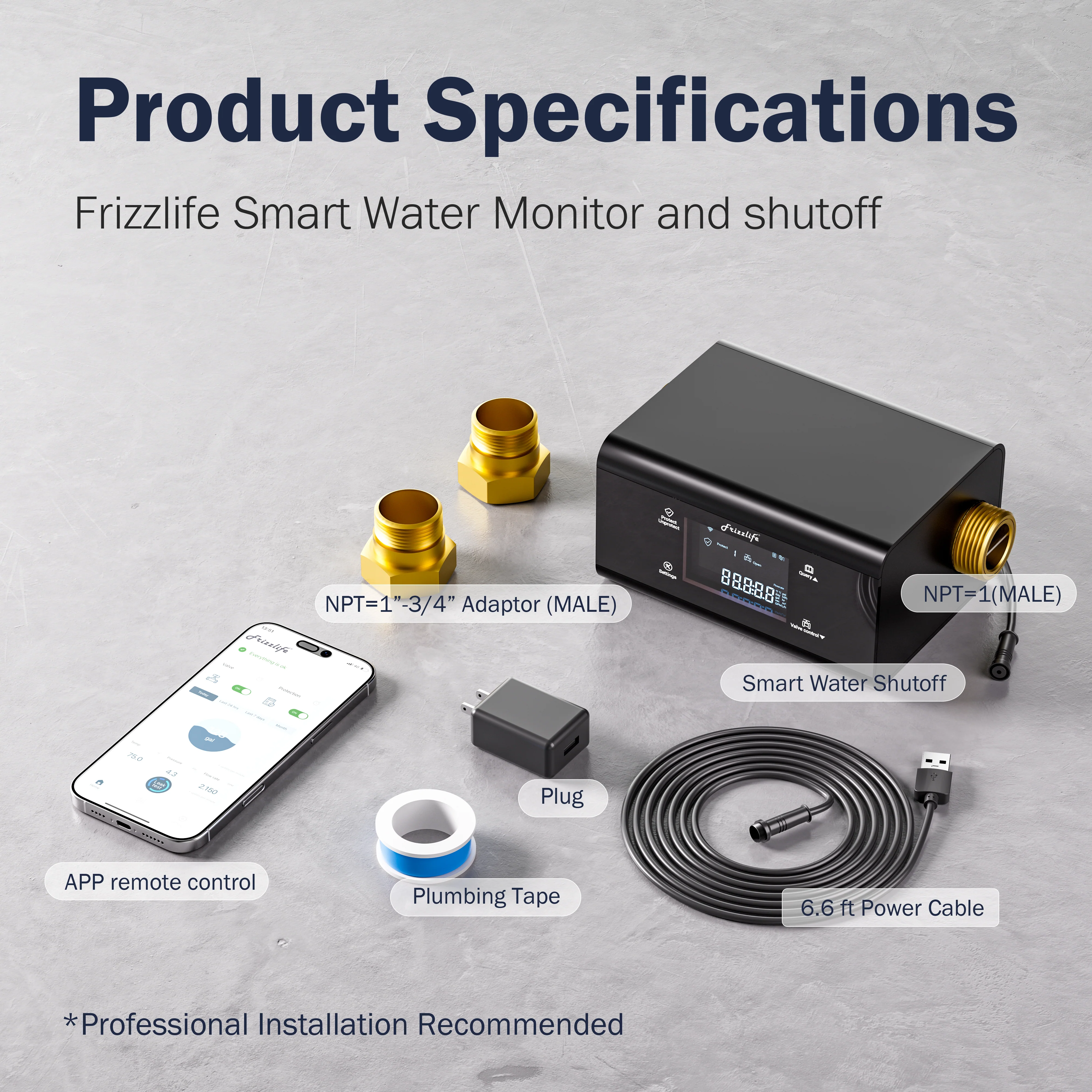 Frizzlife Smart Water Monitor with Automatic Shutoff Sensor, LP365 - Image 10