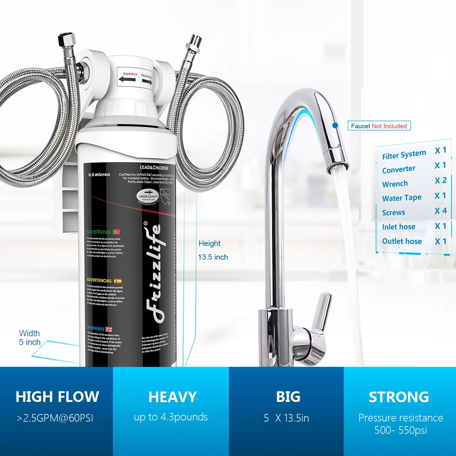 Frizzlife 2-Stage Under-Sink Water Filter System, MK99 - Image 5
