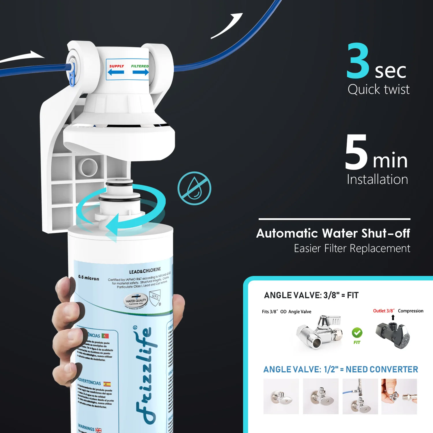 Frizzlife Under-Sink Water Filter System with Faucet, MP99 - Image 4
