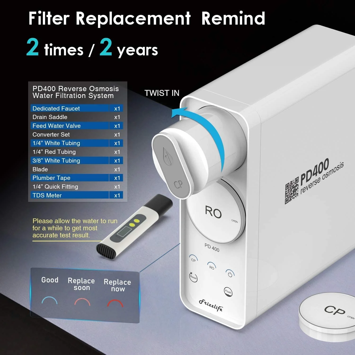 Frizzlife 400 GPD Tankless Reverse Osmosis Water System, PD400 - Image 6