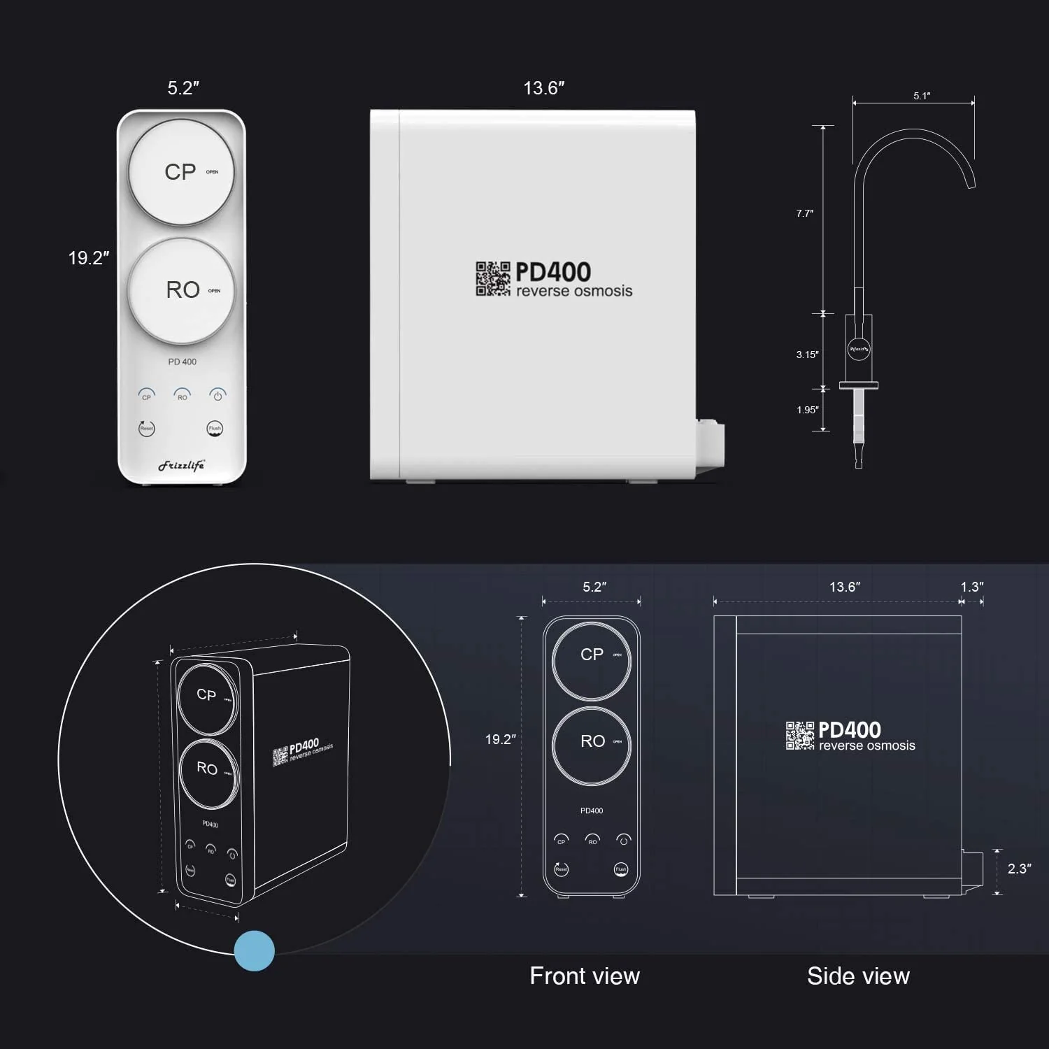 Frizzlife 400 GPD Tankless Reverse Osmosis Water System, PD400 - Image 8