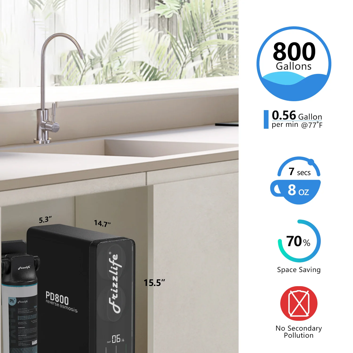Frizzlife 800 GPD Tankless Reverse Osmosis System – Remineralization, PD800-TAM4 - Image 4