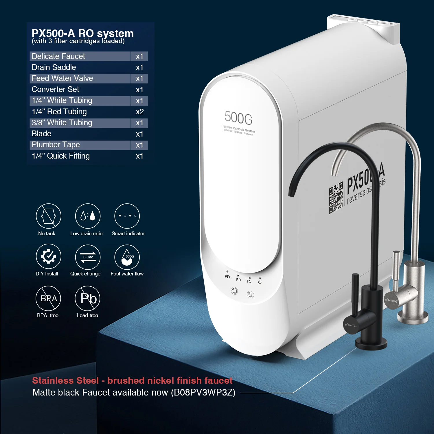 Frizzlife 500 GPD Tankless Reverse Osmosis System – Remineralization, PX500-A - Image 7