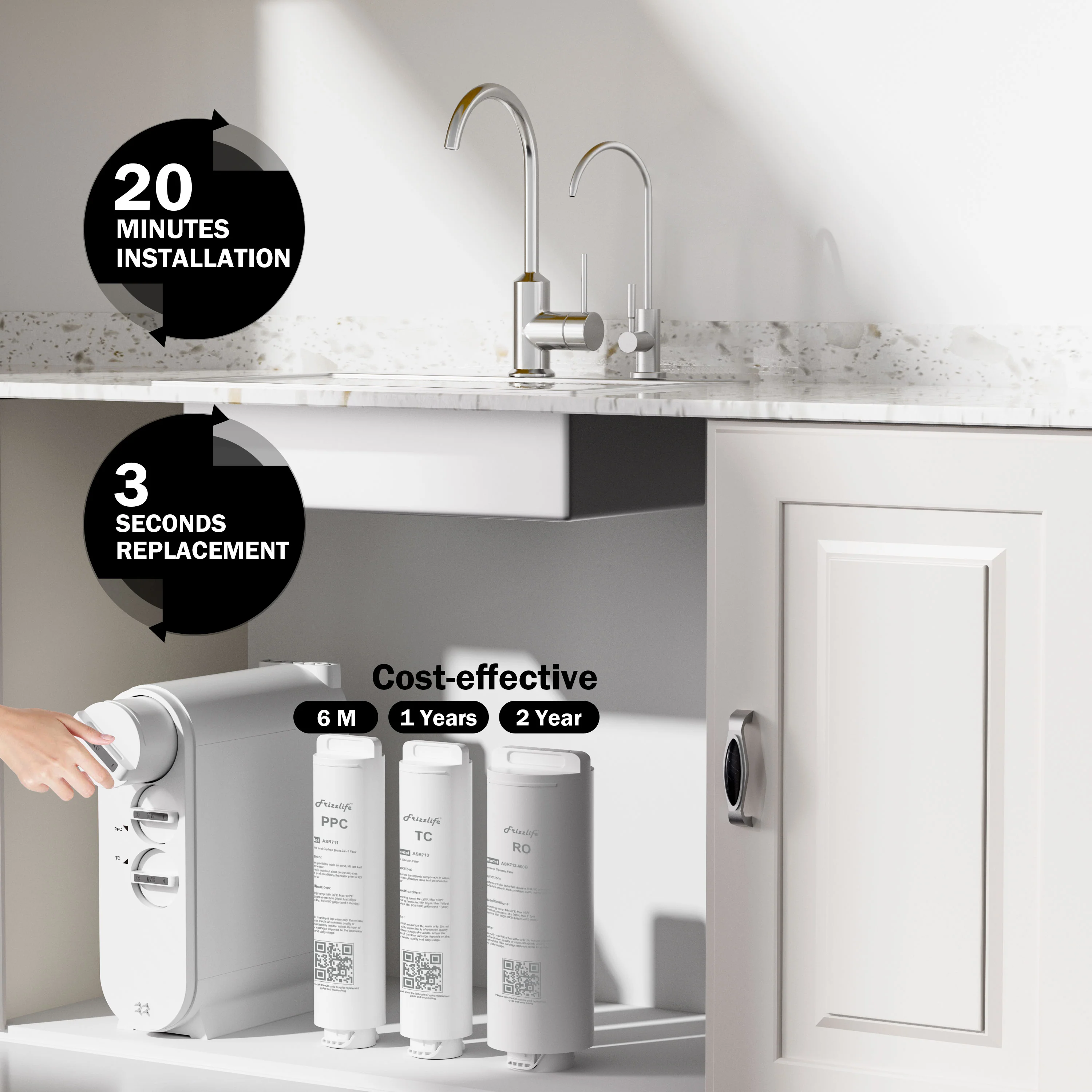 Frizzlife 600 GPD Tankless Reverse Osmosis System, PX600 - Image 6