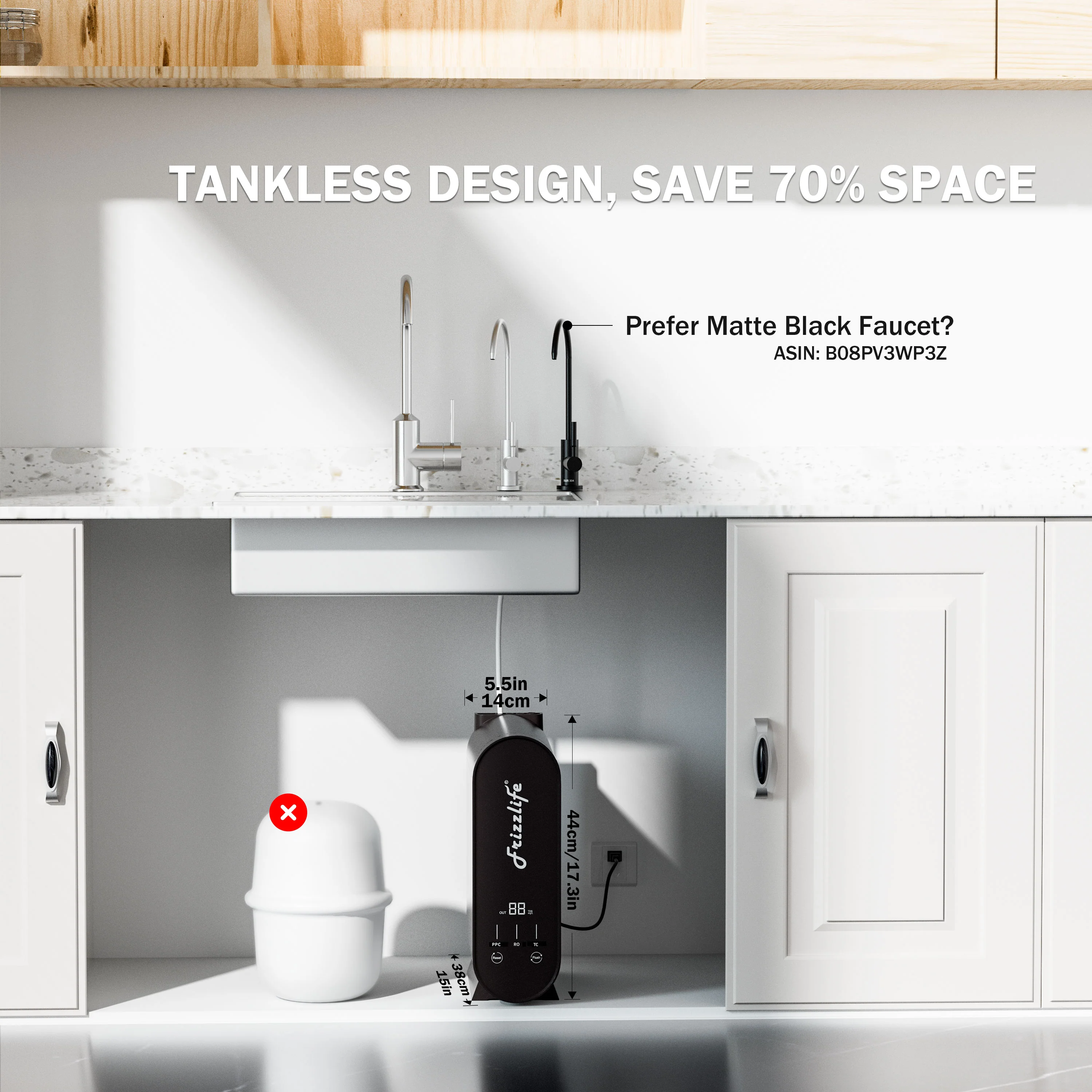 Frizzlife 600 GPD Tankless Reverse Osmosis System, PX600-Black - Image 5