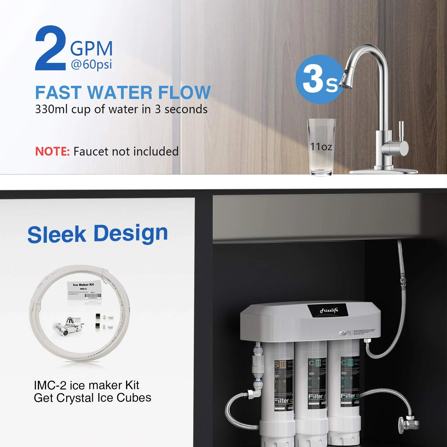 Frizzlife 3-Stage Direct-Connect Under-Sink Water Filter System, SK99-NEW - Image 5