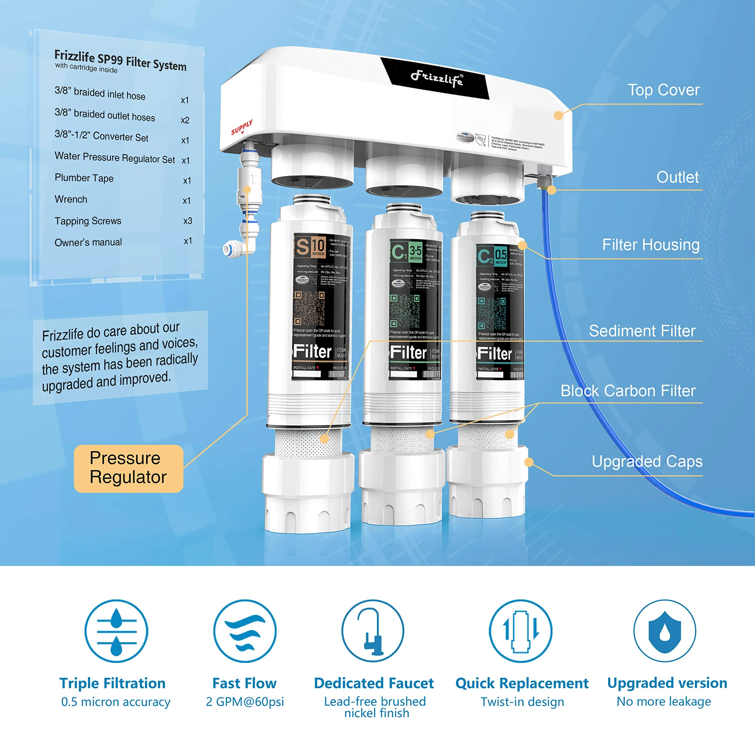 Frizzlife Under-Sink Water Filter System with Faucet, SP99-NEW - Image 3