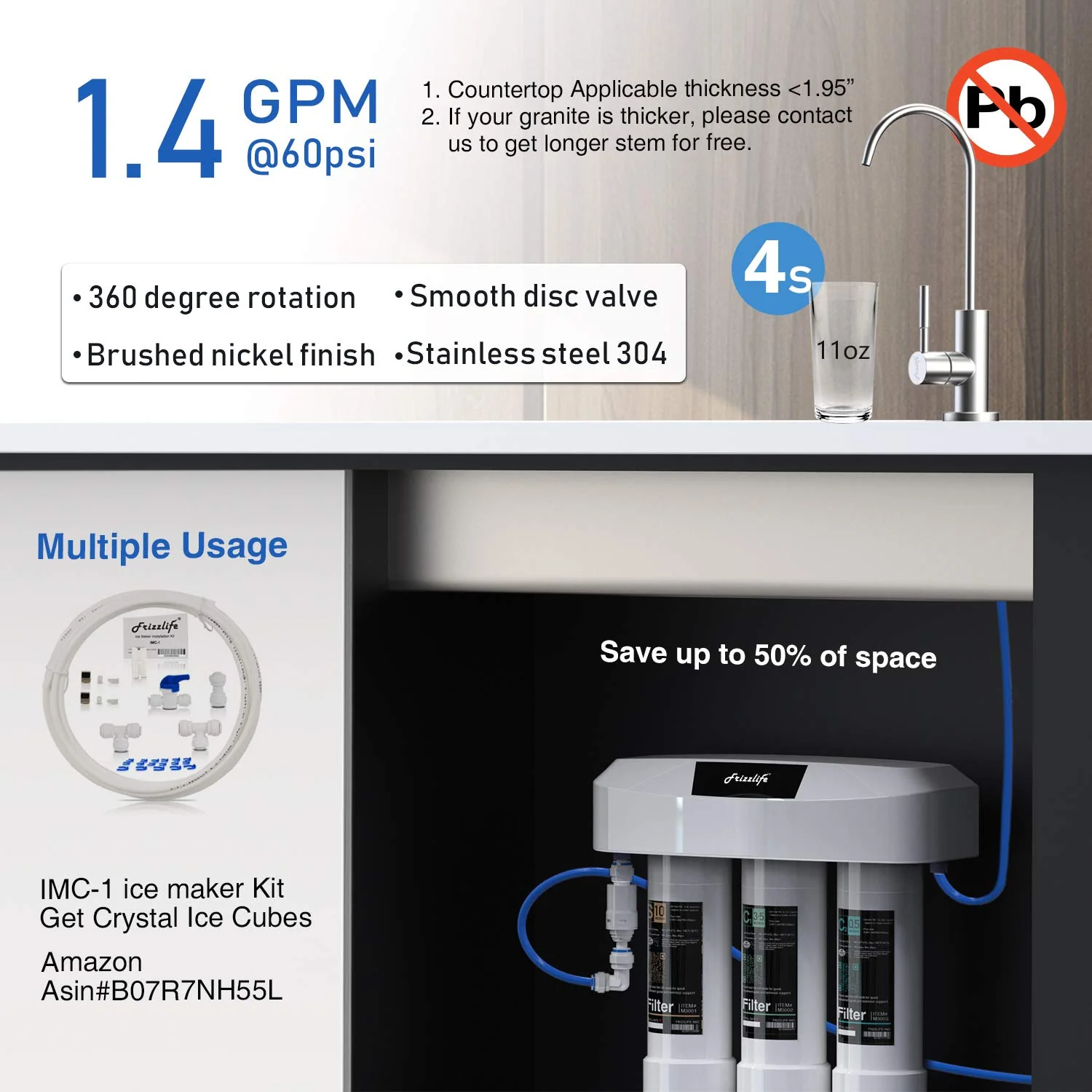 Frizzlife Under-Sink Water Filter System with Faucet, SP99-NEW - Image 5