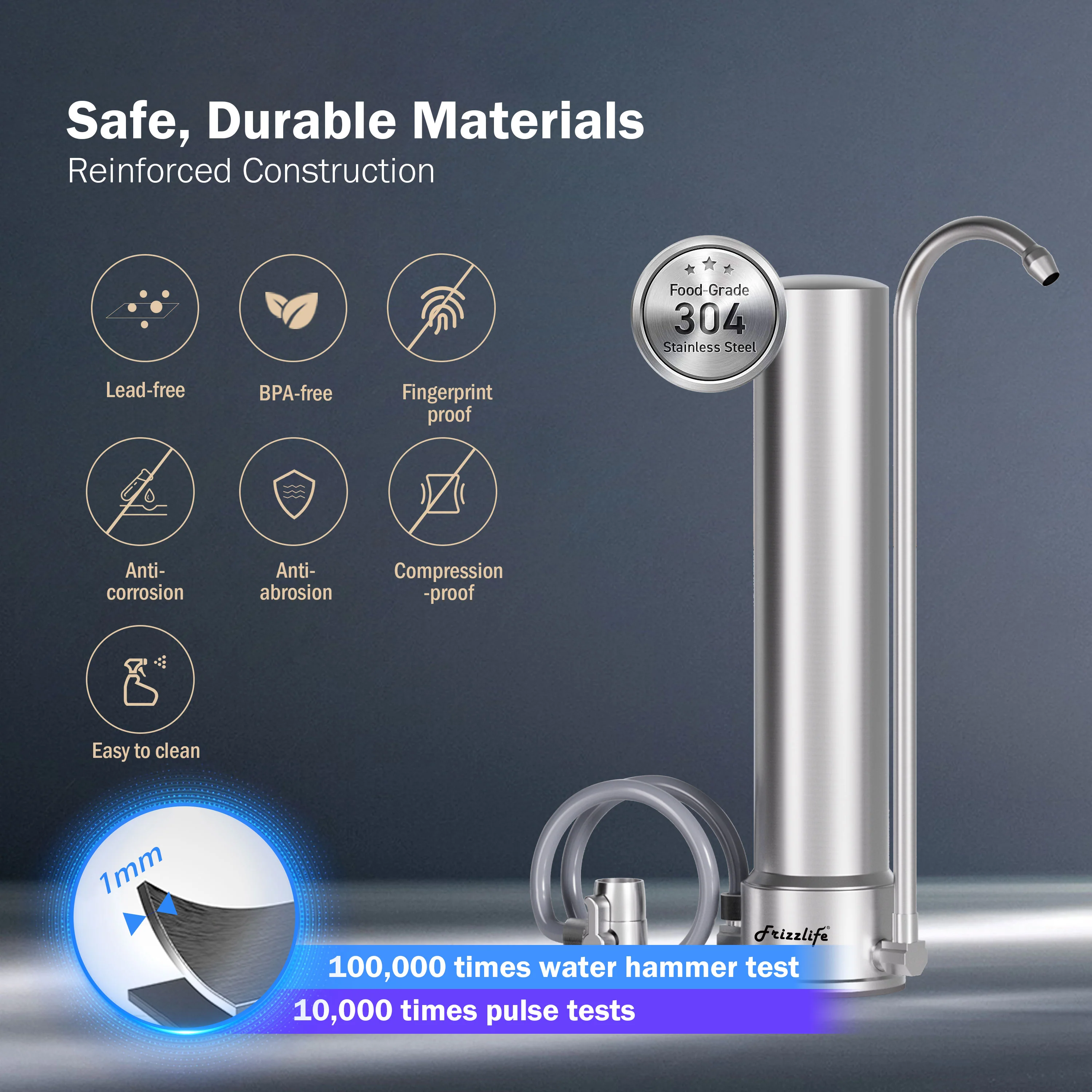 Frizzlife 5-Stage Stainless Steel Countertop Water Filter System (2 Filters), SS99-2 - Image 6