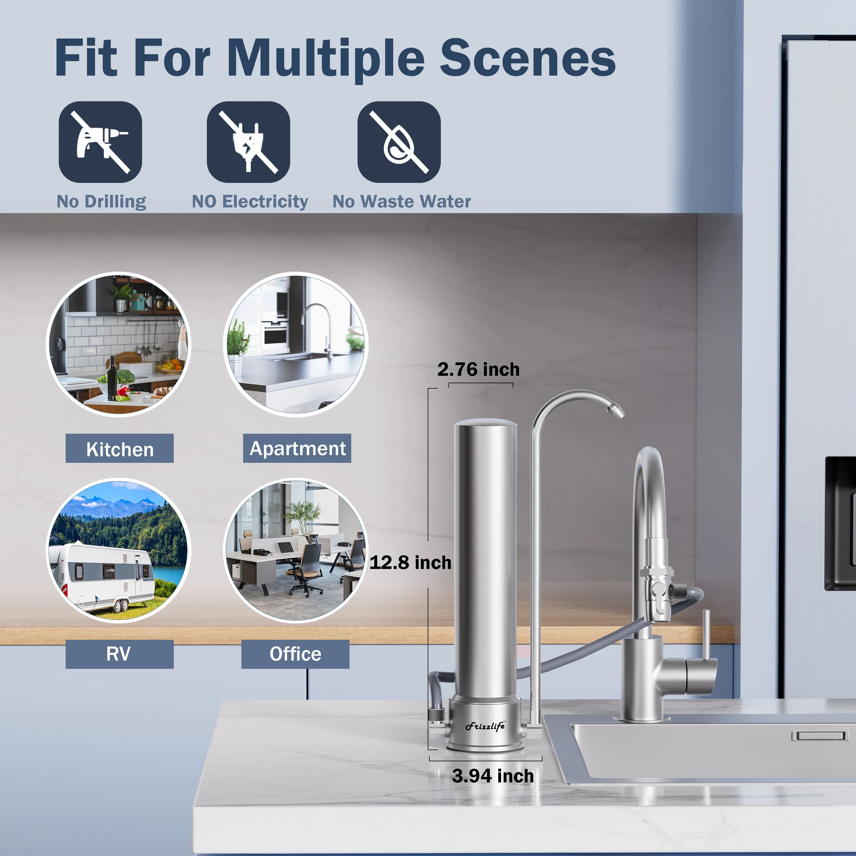 Frizzlife 5-Stage Stainless Steel Countertop Water Filter System (2 Filters), SS99-2 - Image 7