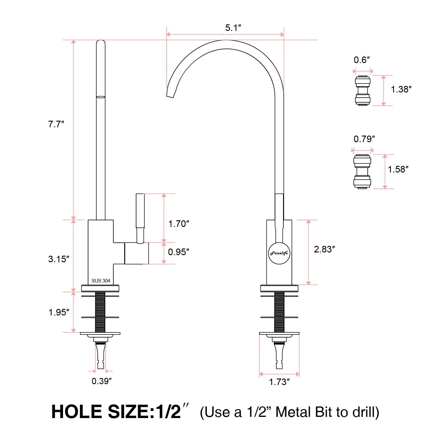 Frizzlife RO Water Filter Faucet- Drinking Water Faucet fits Most Reverse Osmosis System & Water Filtration System-SUS304 Stainless Steel, Black - Image 4