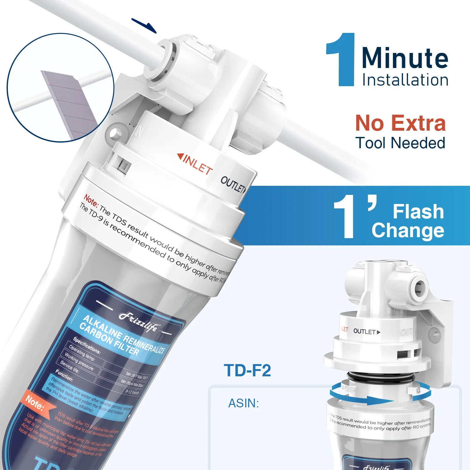 Frizzlife Reverse Osmosis Alkaline Remineralization Inline Post Filter, TD-9 - Image 4