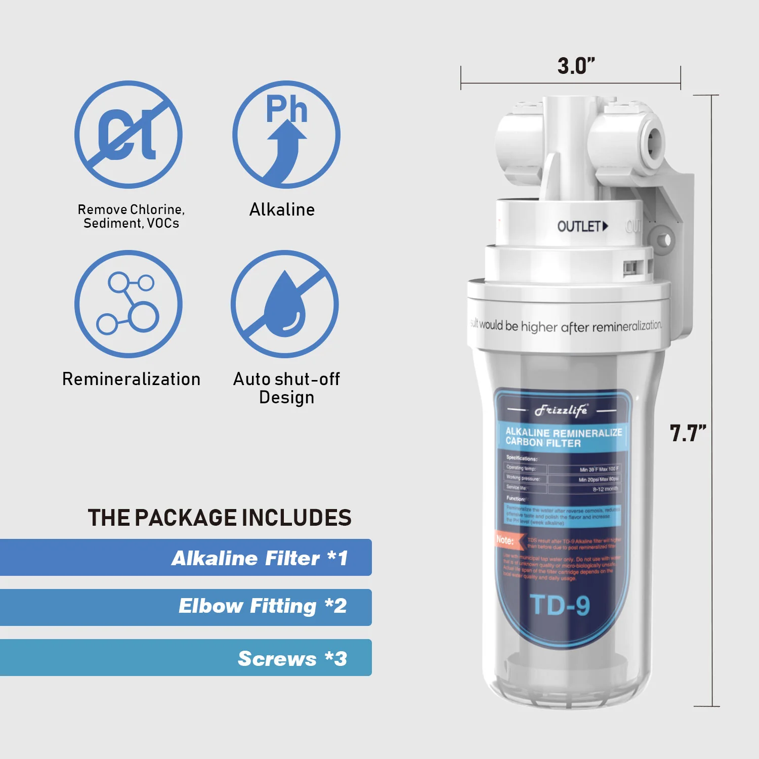 Frizzlife Reverse Osmosis Alkaline Remineralization Inline Post Filter, TD-9 - Image 6
