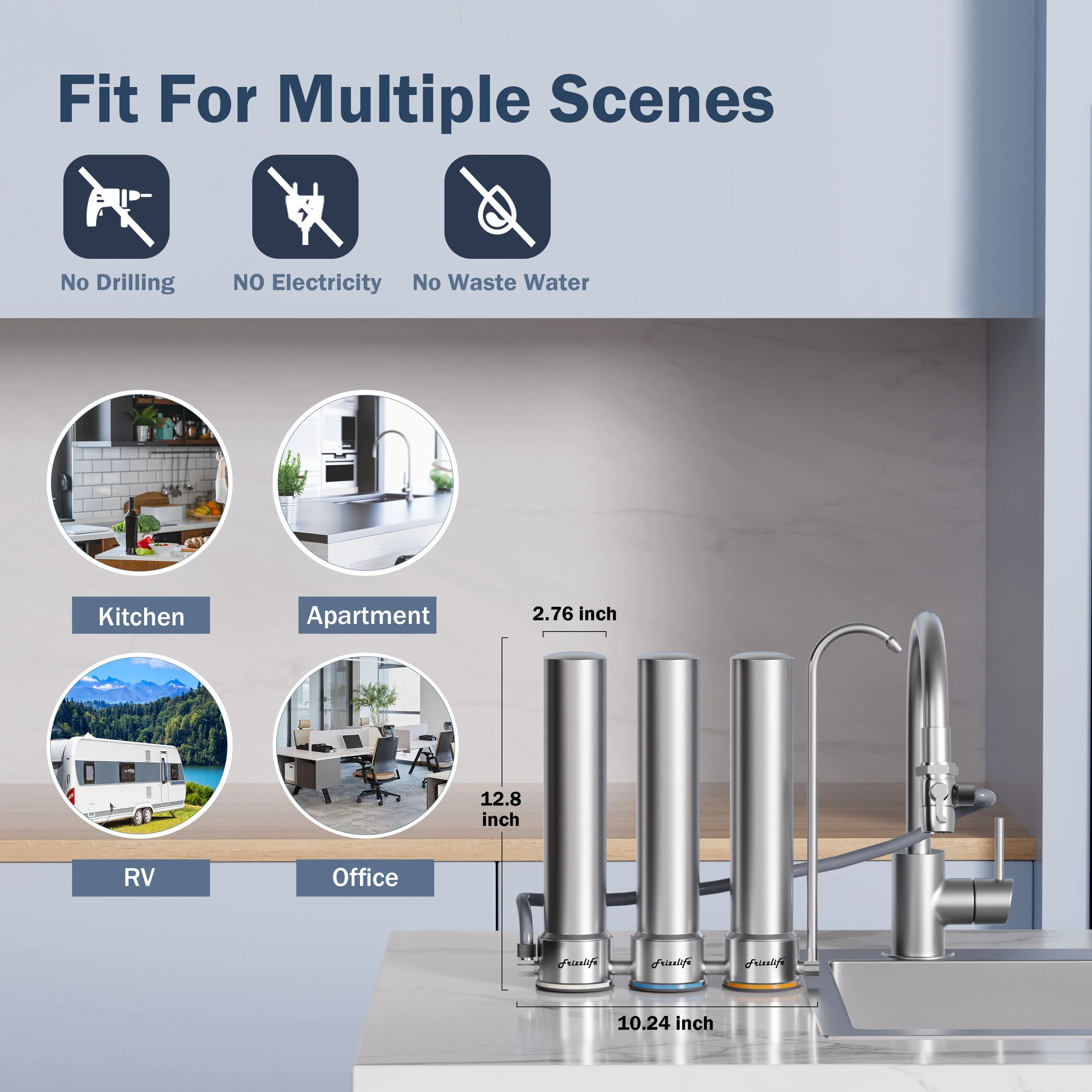 Frizzlife 9-Stage Stainless Steel Countertop Water Filter System, TS99 - Image 9