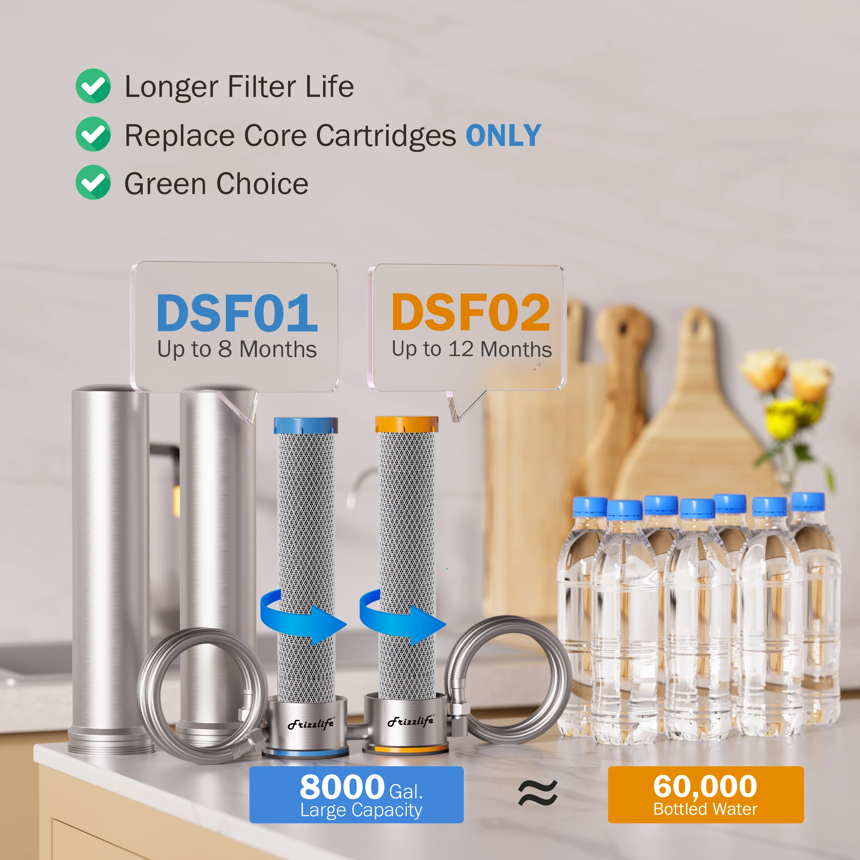 Frizzlife 8-Stage Direct-Connect Under-Sink Water Filter System, UDS99 - Image 4