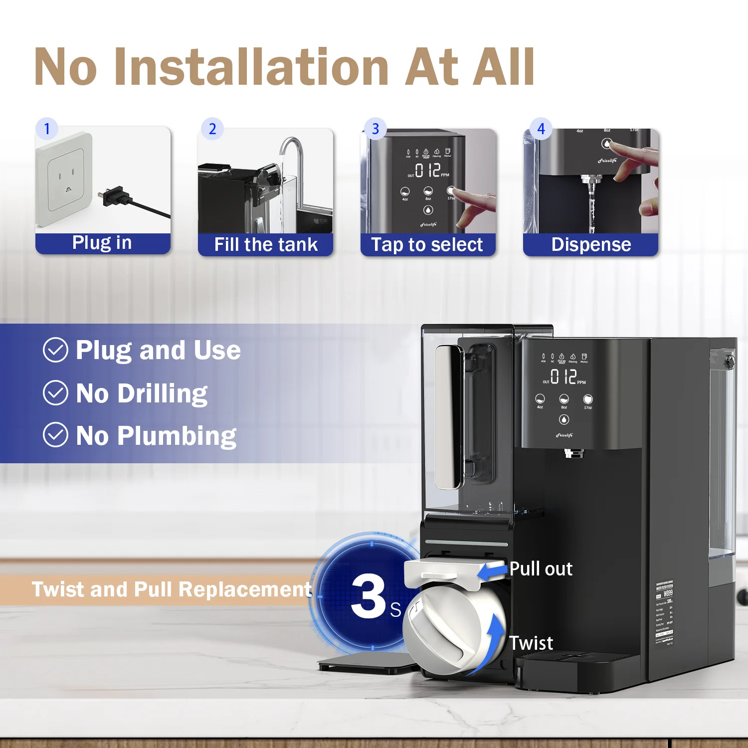 Frizzlife Countertop Reverse Osmosis System with Alkaline Water, WB99-C - Image 7