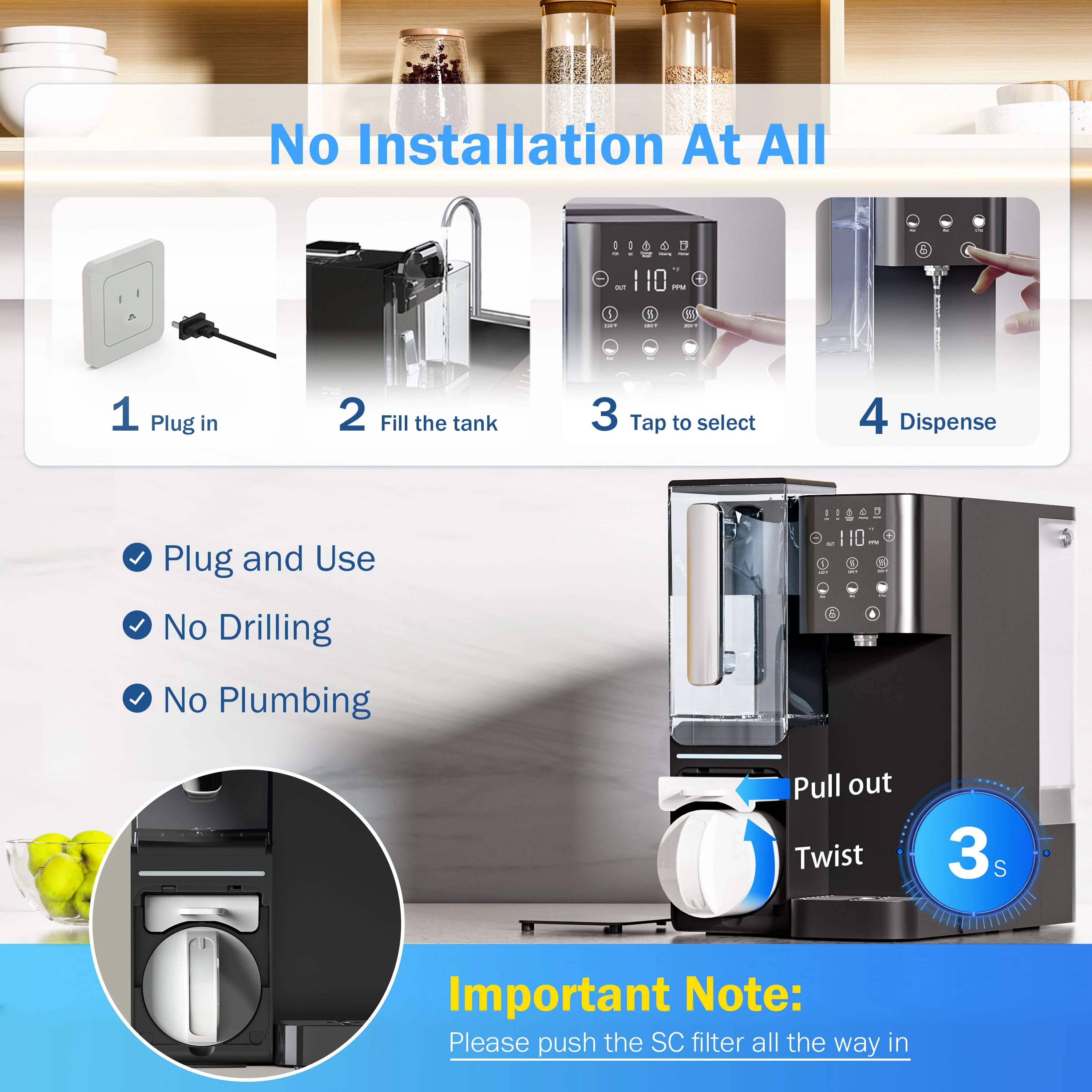 【Pre Order】Frizzlife Countertop Reverse Osmosis System - WB99-Instant Hot RO System with Portable Water Pitcher, NSF/ANSI 58 Certified Elements, 3.5:1 Pure to Drain, No Installation, USA Tech Support - Image 4